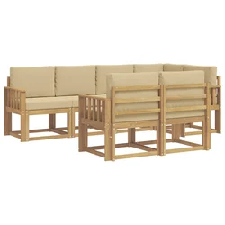 Set vanjskih sofa s jastukom 7 pcs Bijela i bež Poliester