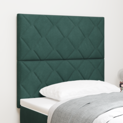 Vidaxl LED vzglavje z LED lučmi Geometric Temno zelena 90 cm Žamet