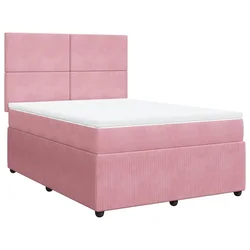 Vidaxl Box spring postelja z vzmetnico roza 160x200 cm žamet