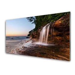 tulup.si Steklena slika Slap landscape vode 120x60 cm 4 obešalnika