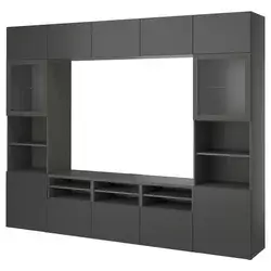 BESTA TV komb.odlaganje/staklena vrata, tamnosiva Lappviken/Sindvik tamnosiva, 300x42x231 cm