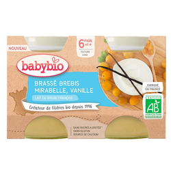 BABYBIO Brassé ovčje mlijeko mirabelle vanilija 2x130 g