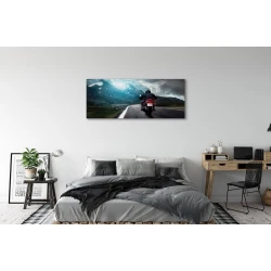 tulup.si Slika na platnu Motorcycle gorska cesta človek nebo 125x50 cm
