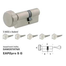 Varnostni cilinder DK - EAP2pro SG - z gumbom (NP - biserni nikelj)