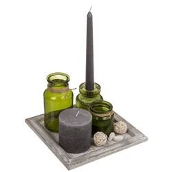 Dekorativni pladenj s svečnikom in svečami HYGGE 20x20 cm