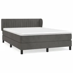 Vidaxl Box spring postelja z vzmetnico temno siva 140x200 cm žamet
