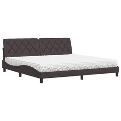 Vidaxl Postelja z vzmetnico temno rjava 200x200 cm blago