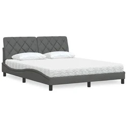 vidaXL Postelja z vzmetnico temno siva 160x200 cm blago