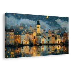 Slika božična vas pod zvezdami - 120x80