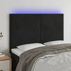 Vidaxl vidaXL Vzglavje postelje z LED diodo črno 144x5x118/128 cm žamet
