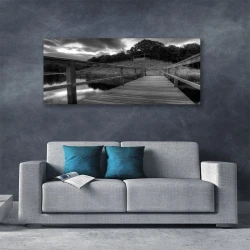 tulup.si Slika na platnu Pier black and white lake 140x70 cm