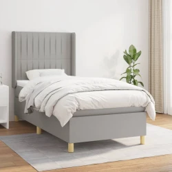 vidaXL Box spring postelja z vzmetnico svetlo siv 100x200 cm blago
