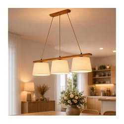 Luster na sajli AIDA 3xE27/15W/230V prečnik 25 cm hrast/krem