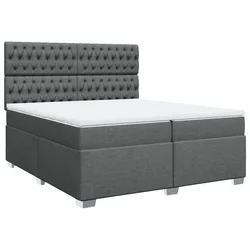 Vidaxl Box spring postelja z vzmetnico temno siva 200x200 cm blago
