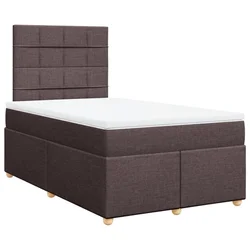 Vidaxl Box spring postelja z vzmetnico temno rjav 120x200 cm blago