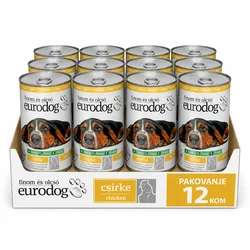 Euro Dog Vlažna hrana za pse, Piletina 1240g, 12 komada