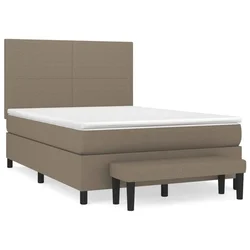 Vidaxl Box spring postelja z vzmetnico taupe 140x190 cm blago