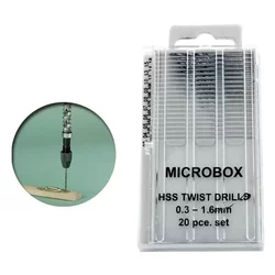 Set of 20 drill bits, 0.3-1.6 mm