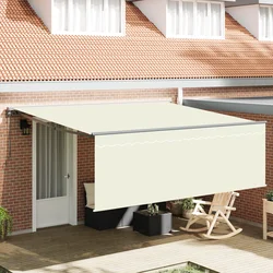 Skrovita tenda Krema 400 × 300 cm Poliester i aluminij