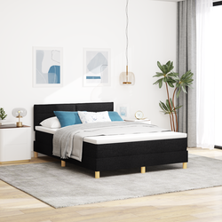 LED Box Spring Krevet s LED trakama Crna 160 x 200 cm tkanina