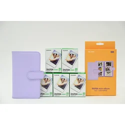 FUJIFILM Set od 5 filmova za fotoaparat Instax Mini Glossy i album za slike, Ljubičasti