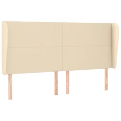Vidaxl Vzglavje z ušesi krem 163x23x118/128 cm blago