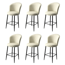 HANAH HOME Set 6 barskih stolica Fora Cream Black