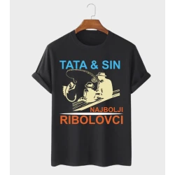MAFIMI Muška majica Tata i sin najbolji ribolovci, Crna