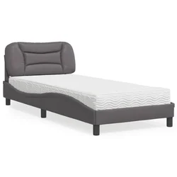 Krevet s madracem Hvar sivi 90 x 190 cm od umjetne kože