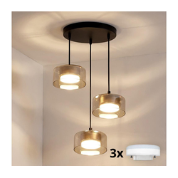 Brilagi - LED Luster na sajli AURA LUX 3xGX53/30W/230V crna/zlatna