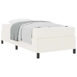 Vidaxl Konstrukcija postelje z vzmetnico krema 80 x 200 cm blago