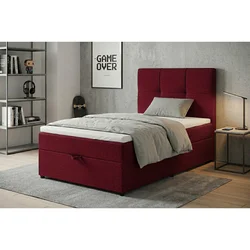 MID.YOU POSTELJA Z VZMETNICO 100 cm x 200 cm , tekstil, leseni material rdeča