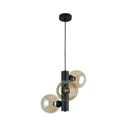 Luster na sajli TUBE 3xE27/60W/230V crna/zadimljeno bež