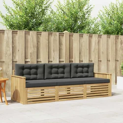 Set vanjskih sofa 3 kom. Bijela i antracit Čvrsto drvo akacije