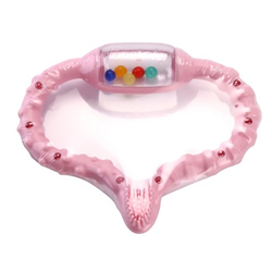 Curaprox Curababy prsten za žvakanje s masažnom zubnom četkicom i zvečkom Pink (From the Age of 2 Months on)