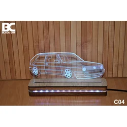 Black Cut 3D Lampa Roze