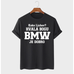 MAFIMI Majica Kako ljubav hvala bogu BMW je dobro, Crna
