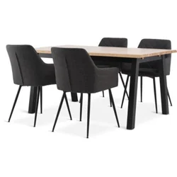 SKOVLUNDE D160 sto natur hrast + 4 PURHUS siva/crna