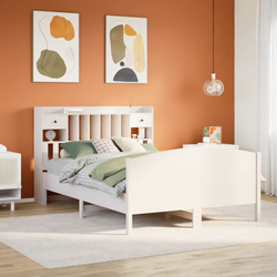 Krevet s regalom z knjige bez madraca bijeli 140x190cm borovina