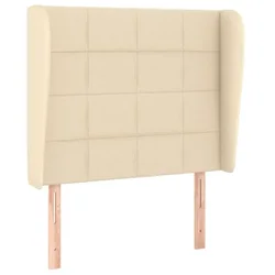 Vidaxl Vzglavje z ušesi krem 83x23x118/128 cm blago