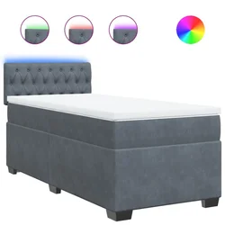 Vidaxl Box spring postelja z vzmetnico temno siva 90x200 cm žamet