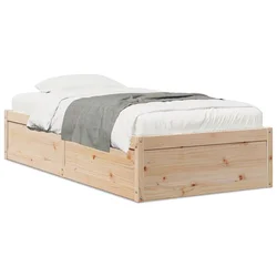 Vidaxl Posteljni okvir brez vzmetnice 75x190 cm trdna borovina