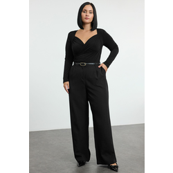 Trendyol Curve Black Body-fitting Double-breasted Knitted Bodysuit