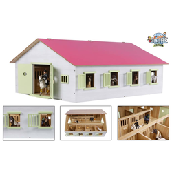 Kids Globe Konjski hlev s 7 boksi 1:24 roza barve
