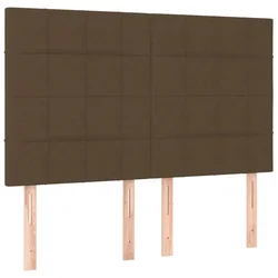Vidaxl Vzglavje postelje temno rjavo 144x5x118/128 cm blago