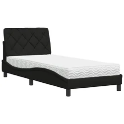 Vidaxl Postelja z vzmetnico črna 90x200 cm blago