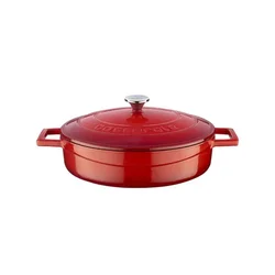 Saucepan, cast iron, 24 cm, Folk range, red - LAVA brand