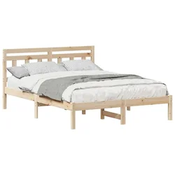 Vidaxl Konstrukcija postelje Rjava 135 x 190 cm Masivno borovo les