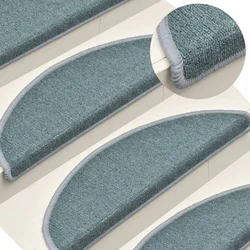 Prostirke za stepenice 15 kom 56x17x3 cm morsko plave poluokrugle