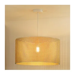 Duolla - Luster na sajli ROLLER RATTAN 1xE27/15W/230V, prečnik 45 cm, bež